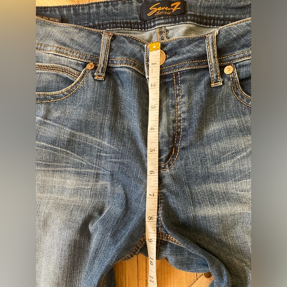 SEVEN 7 Women's Blue Bermuda Denim Thick Stitching Jorts Shorts Size 10 🎀 - Picture 5 of 8